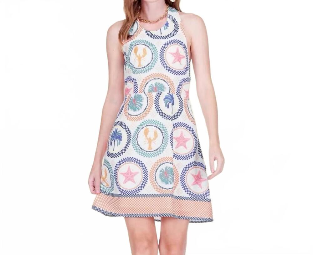 NEW JOY JOY the seaside siren tie back halter dress in tropical medallions